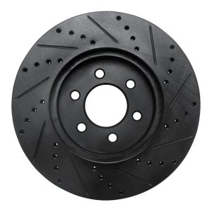 Dodge Durango Brake Rotor (1) - Front Left - R1 Concepts - Drilled & Slotted - Black - 2003